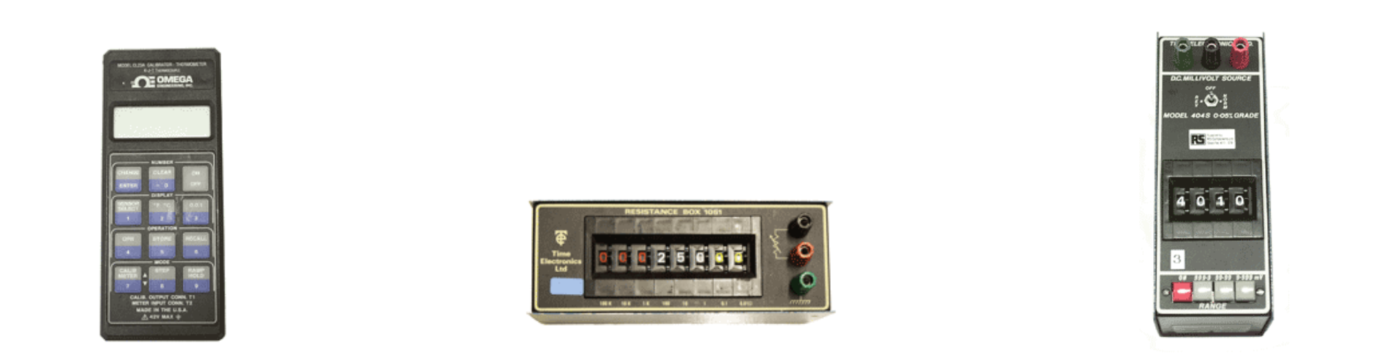Thermocouple calibrators and decade resistance boxes